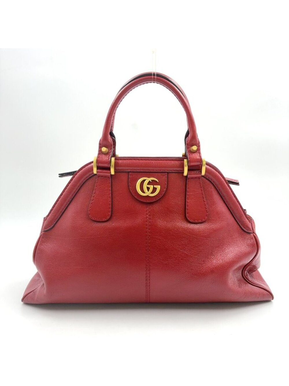 Gucci Liber Medium Leather Red Tote Bag Gold